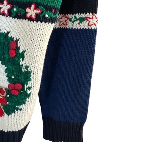 Vintage Hand Knit Style Ugly Christmas Grandma Holiday Christmas Cardigan Small - Picture 8 of 11